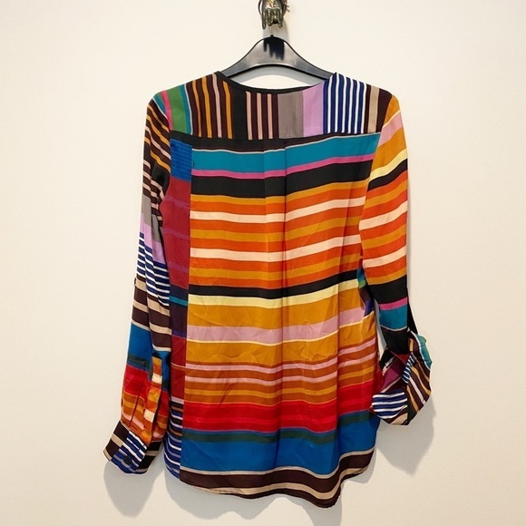 TRINA TURK Silk‎ Multicolored Striped Blouse - P - Picture 6 of 7